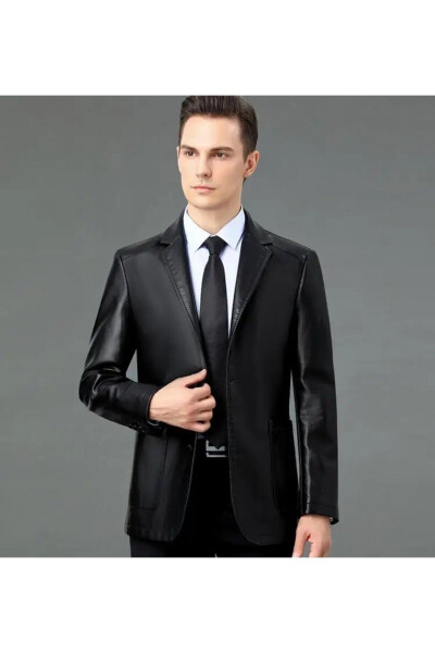 Genuine Leather Slim Fit Blazer Classic Jacket - 1