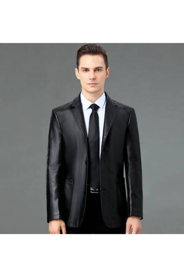 Genuine Leather Slim Fit Blazer Classic Jacket - 4