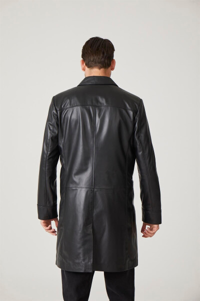 Genuine leather trench coat, black, with Tarkan buttons and lining. - 15