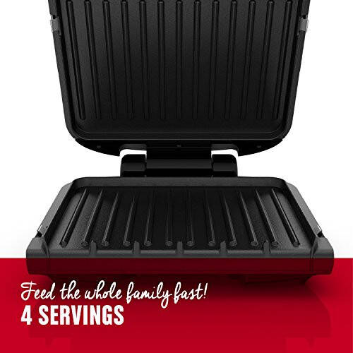 George Foreman 4-Serving Removable Plate Electric Grill and Panini Press, George Tough Non-Stick Coating, Drip Tray Catches Grease, Black - 3