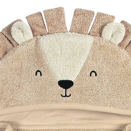 Gerber Baby 4 Piece Animal Character Hooded Towel and Washcloth Set, Brown Lion, One Size - 5