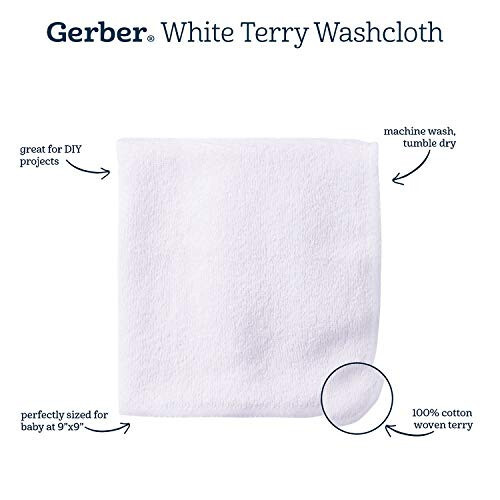 Gerber Washcloth, White, 6-Count - 48