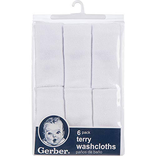 Gerber Washcloth, White, 6-Count - 49