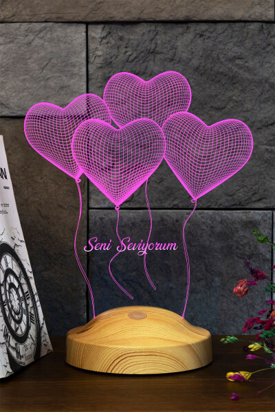 Gift for Lover, I Love You Gift 3d Hearts Birthday Gift 3D LED Lamp - 5