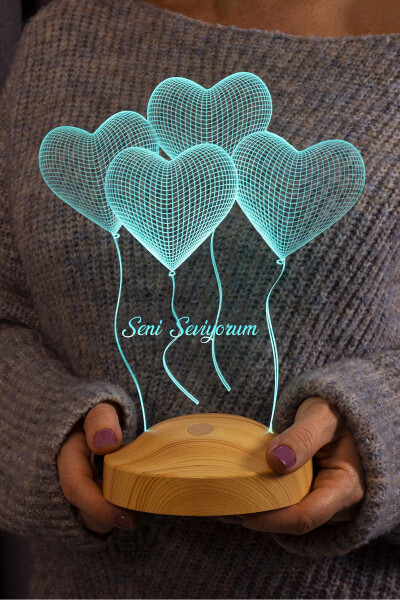 Gift for Lover, I Love You Gift 3d Hearts Birthday Gift 3D LED Lamp - 6