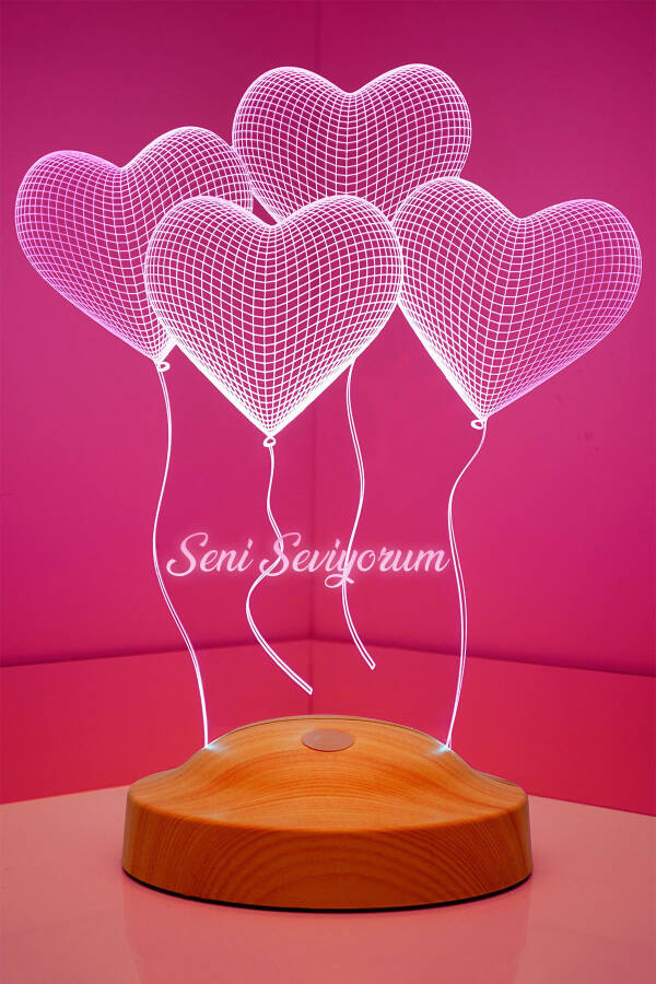 Gift for Lover, I Love You Gift 3d Hearts Birthday Gift 3D LED Lamp - 7