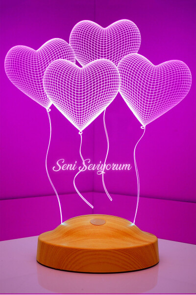 Gift for Lover, I Love You Gift 3d Hearts Birthday Gift 3D LED Lamp - 8