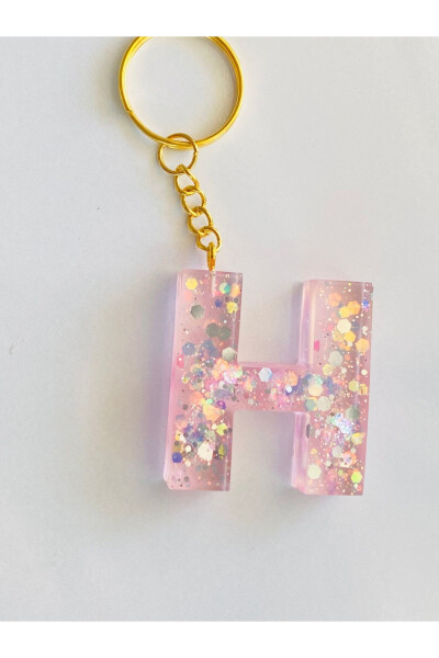 GIFT KEYCHAIN LIGHT PINK AND SPARKLY, SPARKLING H LETTER - 3