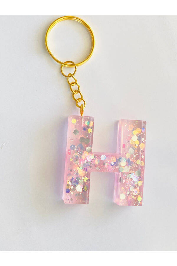 GIFT KEYCHAIN LIGHT PINK AND SPARKLY, SPARKLING H LETTER - 4