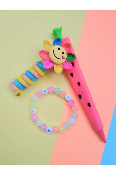 Gift Package Set New Year Birthday Preschool Children Bracelet Buckle Tip Pen Watermelon - 2