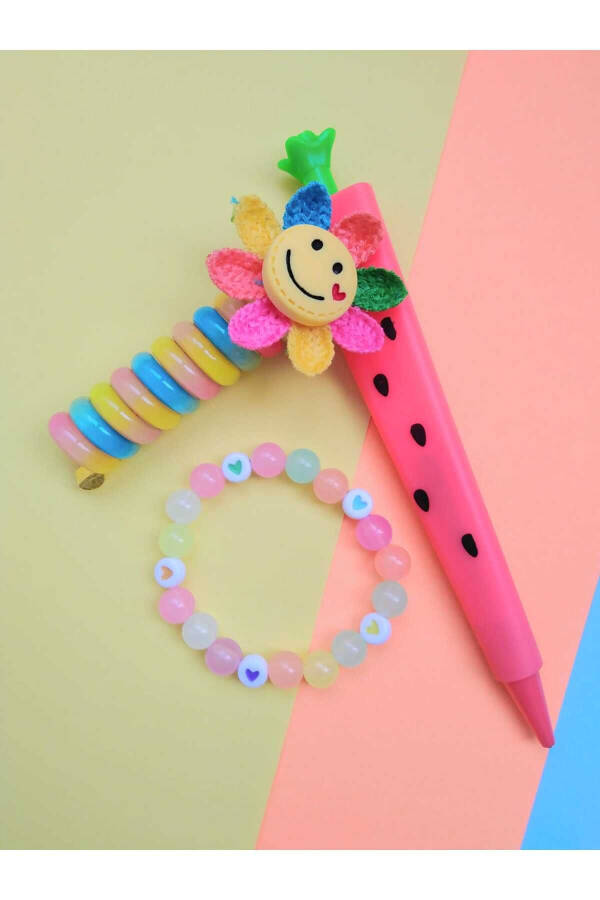 Gift Package Set New Year Birthday Preschool Children Bracelet Buckle Tip Pen Watermelon - 4