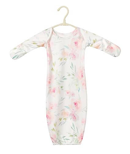 Giggle Angel Newborn Baby Sleeper Gown with Hat Knotted Gown Nightgown Coming Home Outfits for Baby Girl 2 Pieces Set - 48