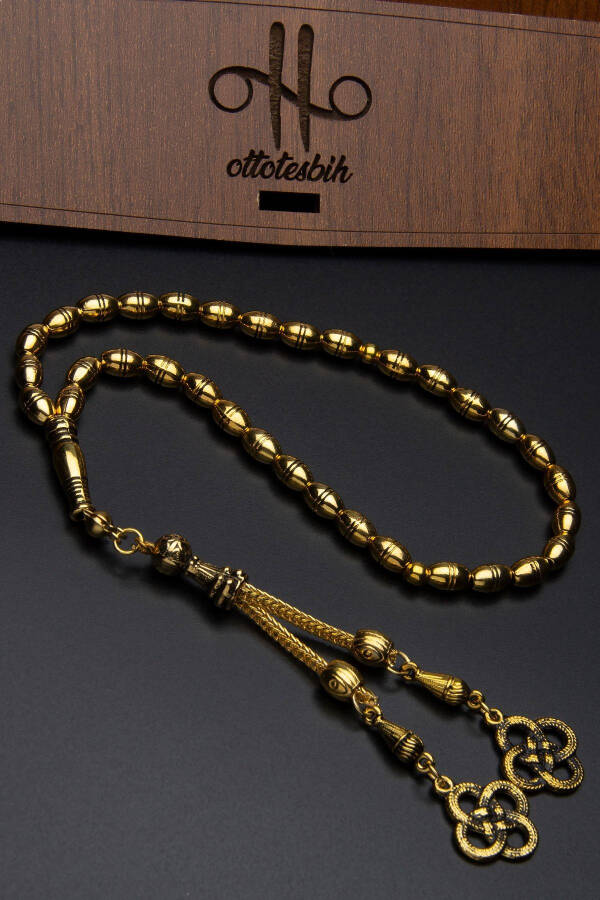 Gilded Barley Cut Wrist-Length Metal Tasbih - 1