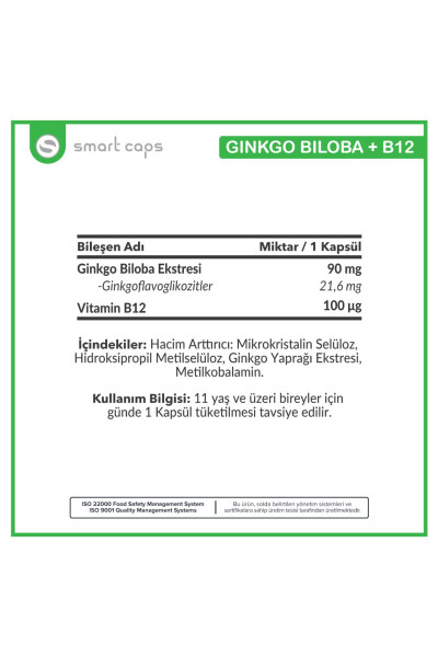 Ginkgo Biloba va B12 Vitamini 60 Yumshoq Kapsul - 2