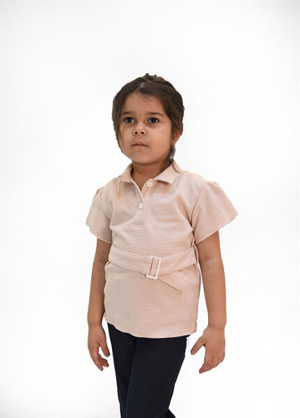 Girls' 100% Cotton Waffle Waistband Blouse - 1