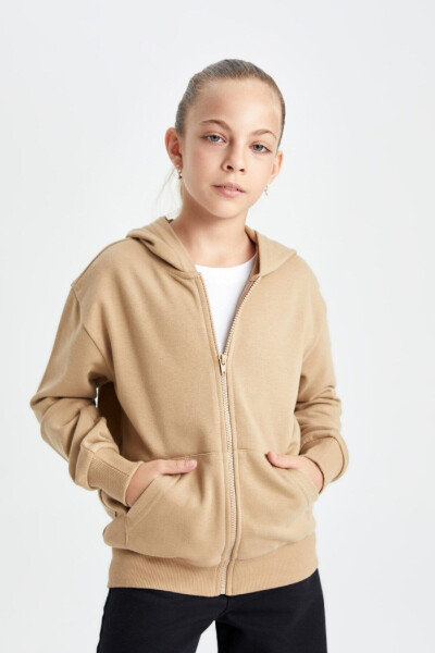 Girls' Basic Hooded Zip-Up School Jacket C8110A824AU - 4