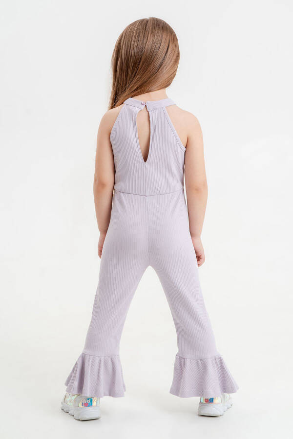 Girls' Basic Ribbed Summer Jumpsuit with Comfortable Neck Detail - 3