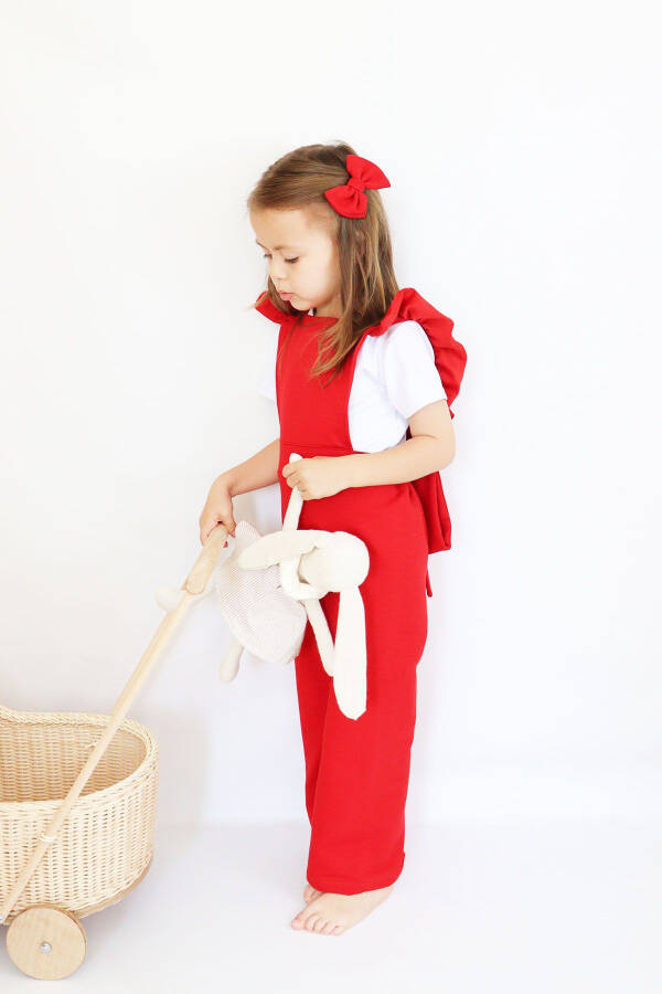 Girls Berlin Red Cotton Frilled Tulle Dress with Buckle Set - 20