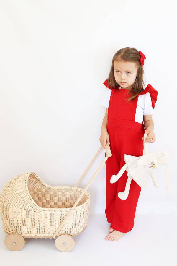 Girls Berlin Red Cotton Frilled Tulle Dress with Buckle Set - 16