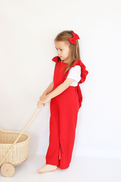 Girls Berlin Red Cotton Frilled Tulle Dress with Buckle Set - 18