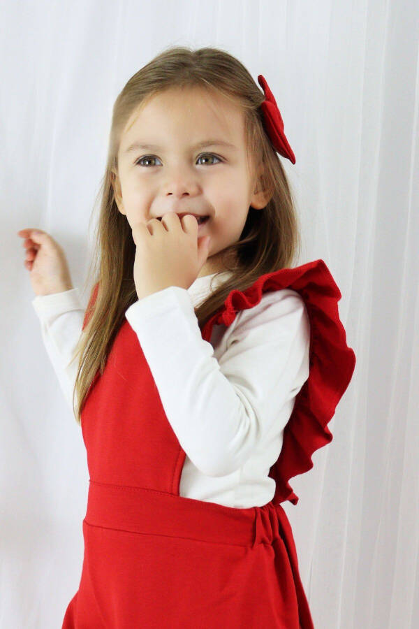 Girls Berlin Red Cotton Frilled Tulle Dress with Buckle Set - 8