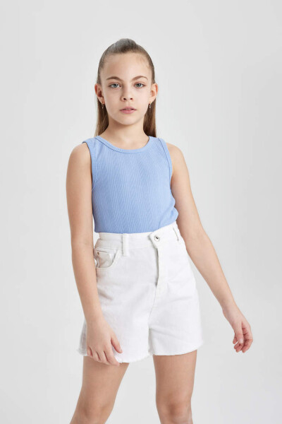 Girl's Bicycle Neck Basic Tank Top Blue - 1