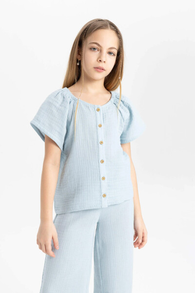 Girls' Blouse and Pants 2-Piece Set Light Blue - 8