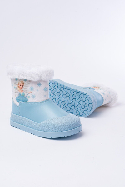 Girls' Blue Elsa Zippered Fuzzy Waterproof Boots - 2