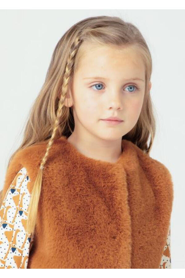 Girls' Brown Plush Vest 04365 - 3