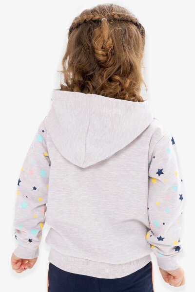 Girls' Cardigan with Printed Sleeves, 1-4 Years Old, Beige Melange - 15