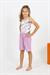 Girls' Cotton Lilac Pajama Set with Strappy Shorts 20430 - 6