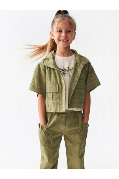 Girls Cotton Linen Safari Jacket - 2