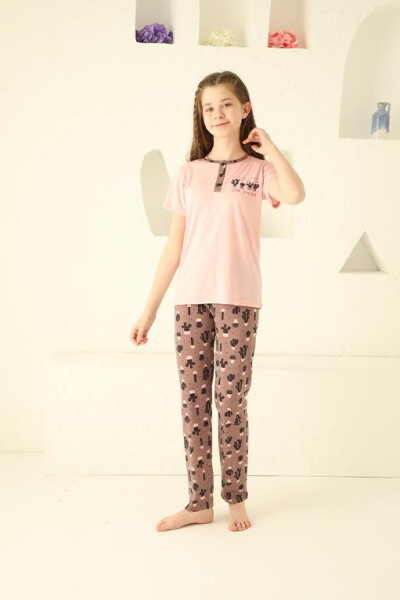 Girls' Cotton Short Sleeve Pajamas Set 20365 - 7