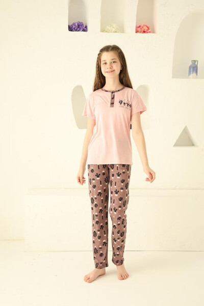 Girls' Cotton Short Sleeve Pajamas Set 20365 - 4