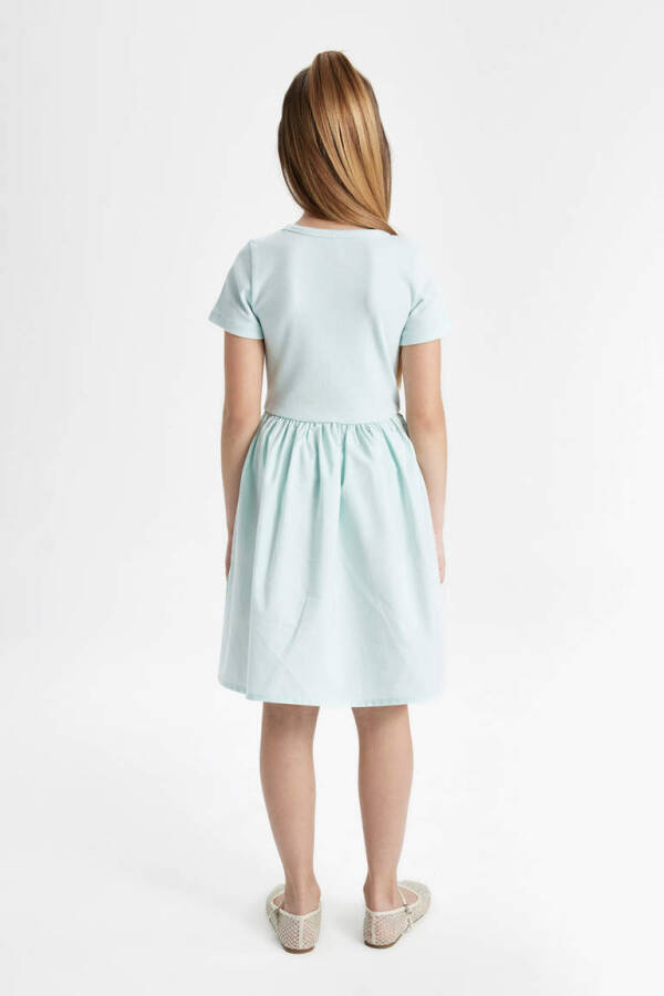 Girls' Cotton Short-Sleeved Dress Light Blue - 6