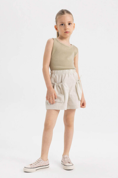 Girls Cotton Shorts with Pockets - 1