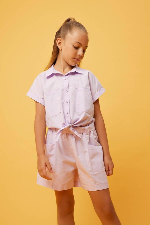 Girls Crop Poplin Short Sleeve Shirt - 1