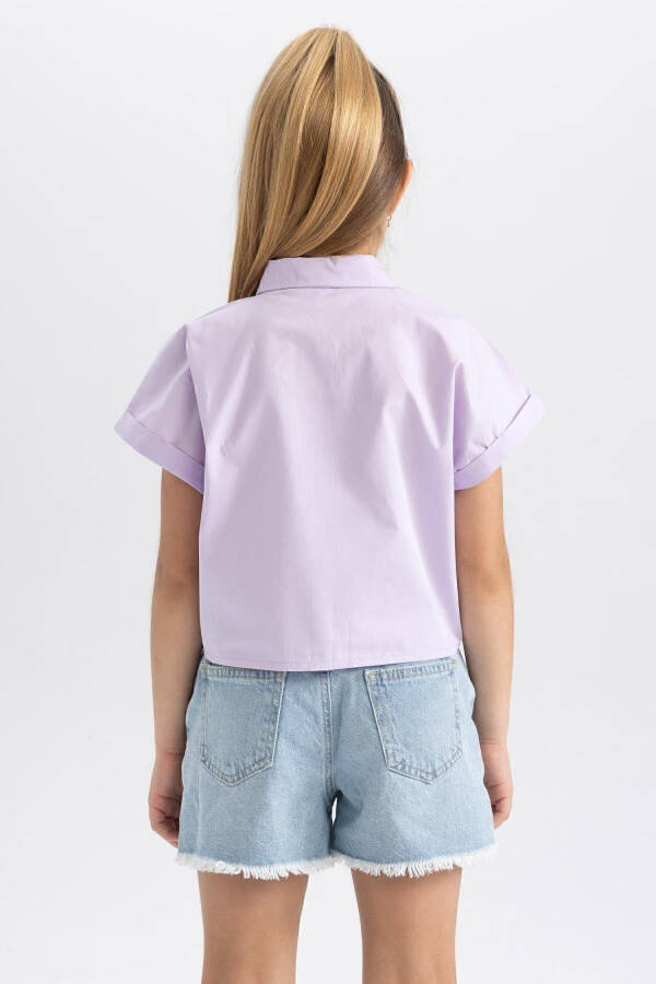 Girls Crop Poplin Short Sleeve Shirt - 8