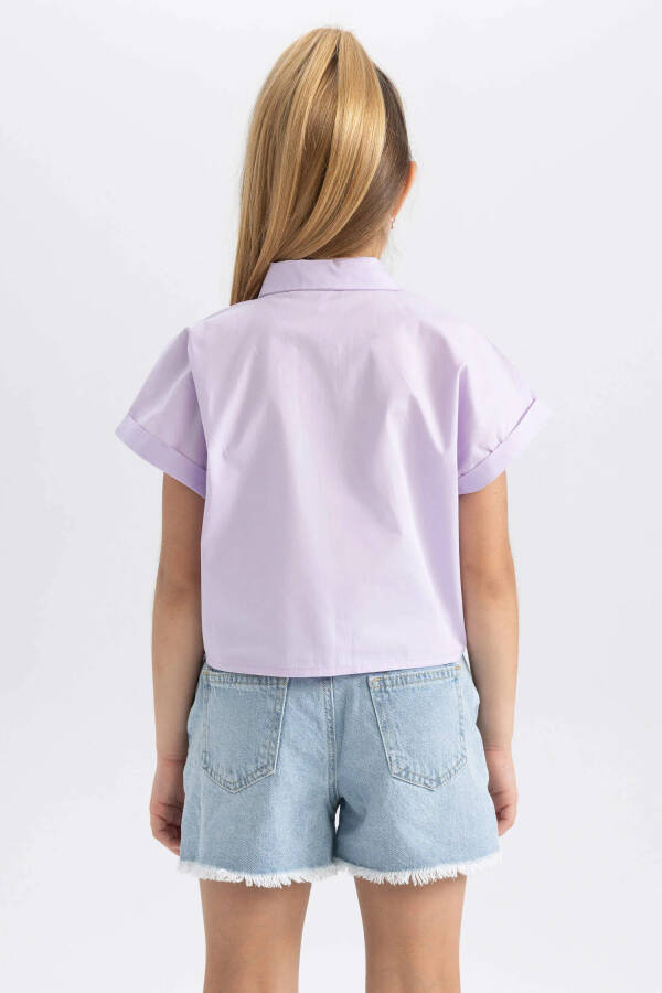 Girls Crop Poplin Short Sleeve Shirt Lilac - 11