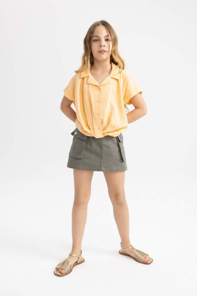 Girls' Crop Short Sleeve Shirt Salmon - 5