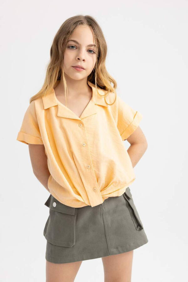 Girls' Crop Short Sleeve Shirt Salmon - 6