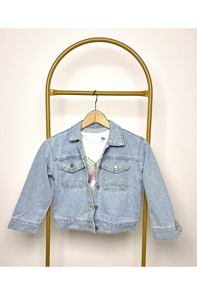 Girls' Denim Jacket with Stones - 2