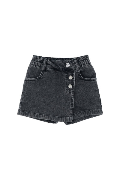 Girls Denim Shorts Skirt with Decorative Buttons - 25