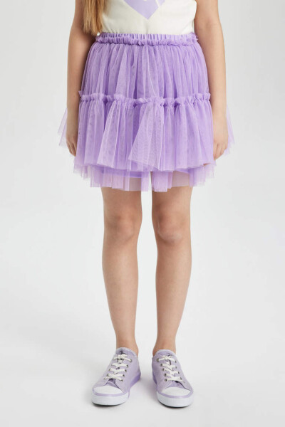 Girls Elastic Waist Tulle Skirt Lilac - 3