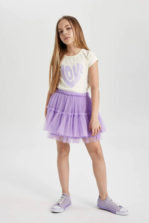 Girls Elastic Waist Tulle Skirt Lilac - 8