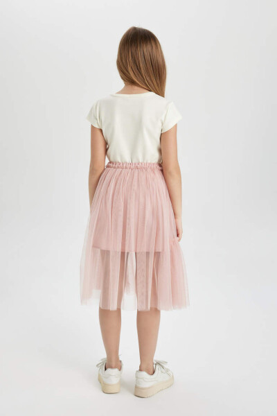 Girls' Elastic Waist Tulle Skirt Rose - 5