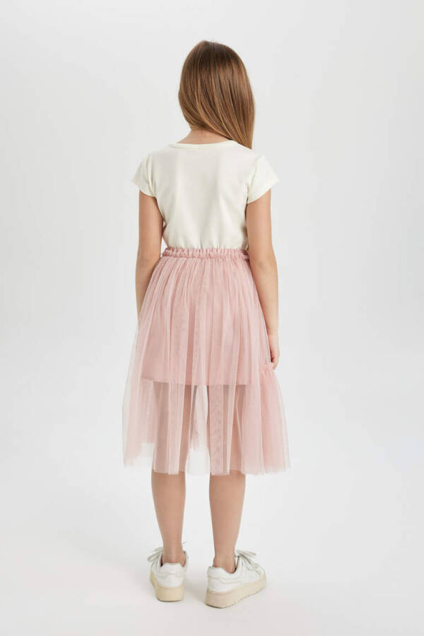 Girls' Elastic Waist Tulle Skirt Rose - 5