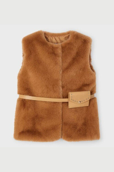 Girls' Faux Fur Plush Waistcoat - 3