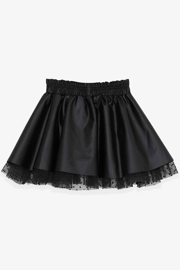 Girls Faux Leather Skirt Tulle Black (3-6 Years) - 5