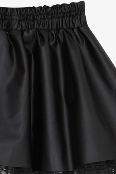 Girls Faux Leather Skirt Tulle Black (3-6 Years) - 7